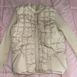 Cream long sleeve puffer